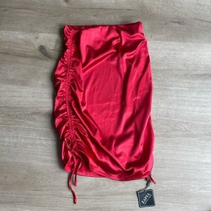 Red satin skirt never worn before!